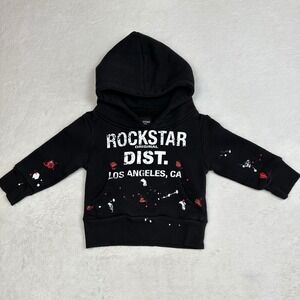 Rockstar Original Dist Los Angeles Black Paint Splatter Graphic Hoodie 2T